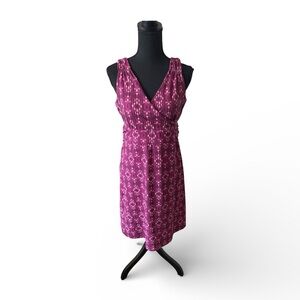 Eddie Bauer Plum Fuchsia Patterned Midi Dress, size small